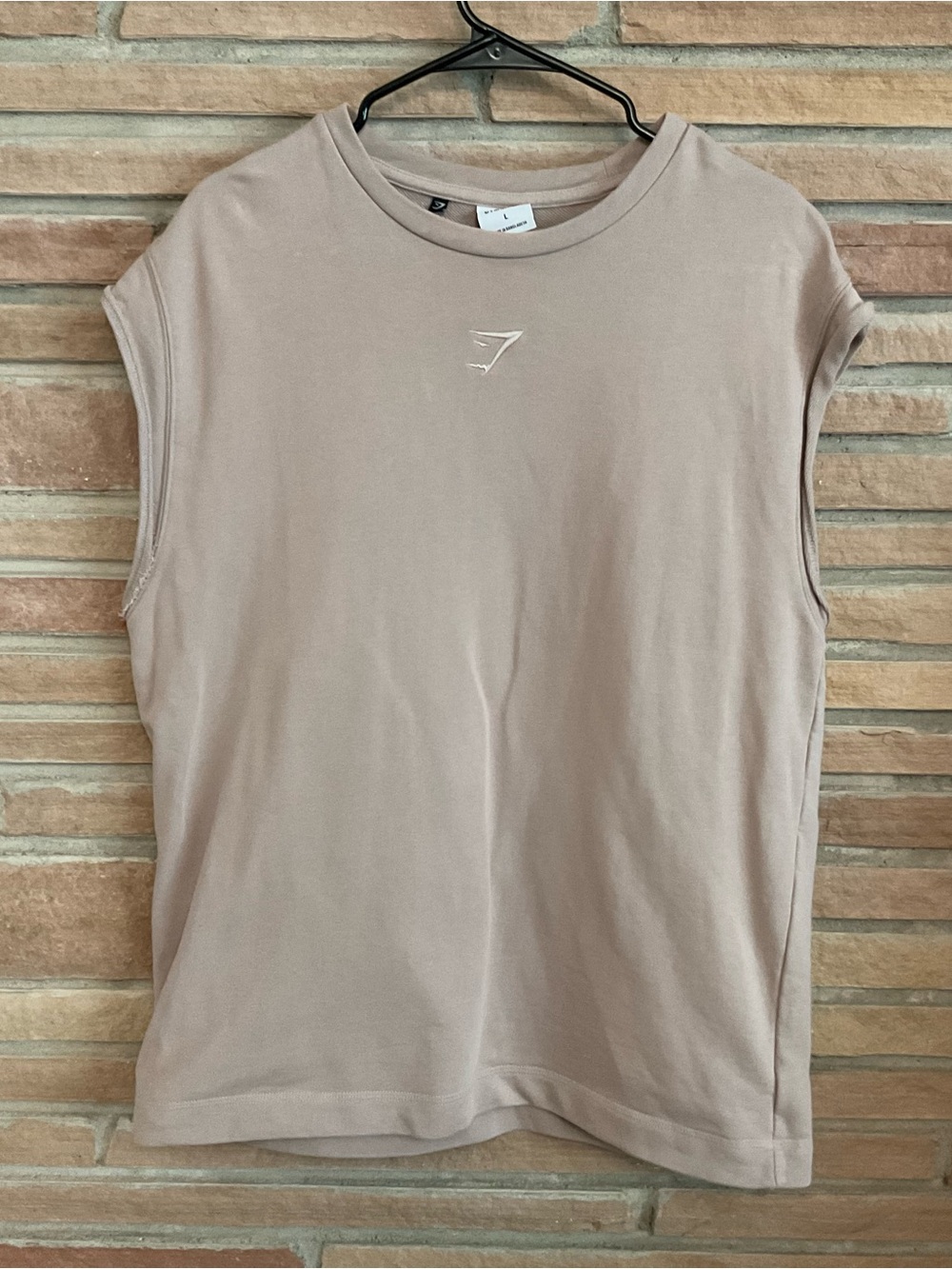 Gymshark Super Natural Cut Off Tee Shirt Stone Pink/ Taupe Large